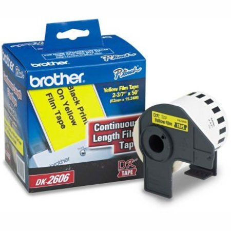 BROTHER Brother® Continuous Film Label Tape, 2-3/7" x 50ft Roll, Yellow DK2606